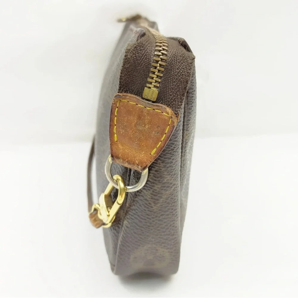 Louis Vuitton Pochette Accessoires Monogram Shoulder Bag Mini Brown Canvas